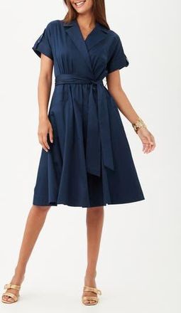 Trina Turk Commodore Fit and Flare Shirtdress in Indigo at Nordstrom Rack, Size X-Small