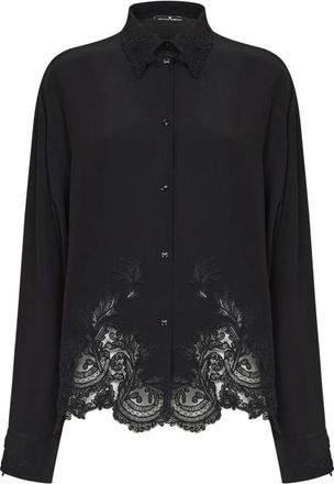 Ermanno Scervino Shirts - Dames - Overhemden - Zwart - M - Leer - Overhemden