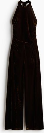 H&M Neckholder-Jumpsuit in Velours - Green