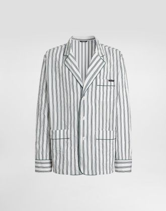 Dolce & Gabbana Crinkled Striped Poplin Vanity Robe - Man Shirts Multicolor 44