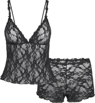 SKIMS Stretch-lace Triangle Cami and Short set - Dark Grey