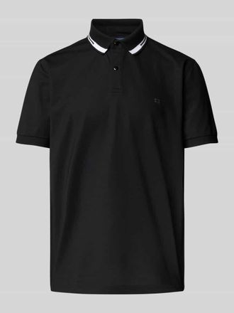 Christian Berg Poloshirt mit kurzer Knopfleiste und Logo-Print in Black, Gr&ouml;&szlig;e L