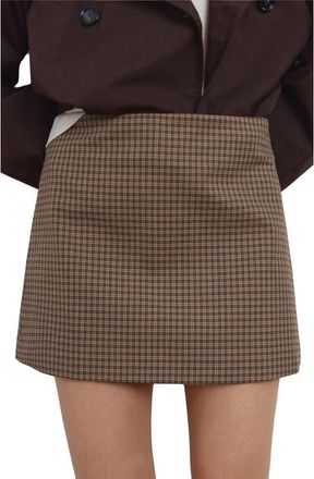 Mango Houndstooth A-Line Miniskirt in Brown at Nordstrom, Size 10