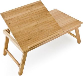 Relaxdays Relaxdays Bamboo Laptop Table Lapdesk, Storage Compartment, Adjustable Shelf Space, 55 x 33 x 24 cm, Natural Brown