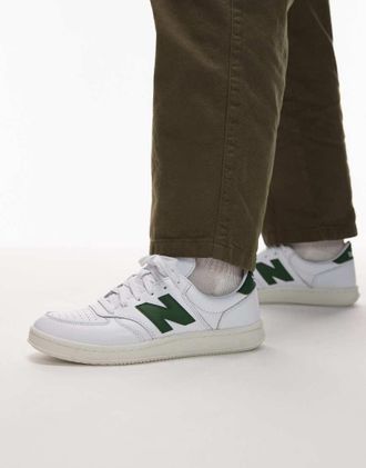 New Balance CT500 - Sneakers bianche in pelle con dettagli verdi-Bianco