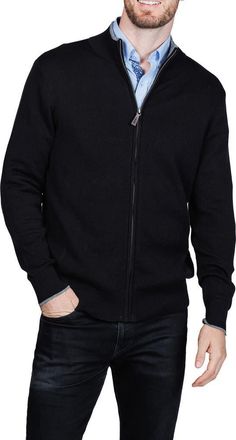 Tailorbyrd Fine Knit Full Zip Jacket in Black at Nordstrom Rack, Size Xx-Large