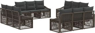 vidaXL Conjunto De Sof&aacute;s De Jard&iacute;n 12 Uds. Gris Rat&aacute;n Sint&eacute;tico Vidaxl