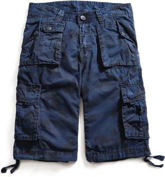 OCHENTA Mens Cotton Lesuire Multi Pockets Cargo Shorts