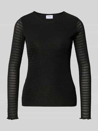 Vila Longsleeve mit Rundhalsausschnitt Modell LARINE in Black, Gr&ouml;&szlig;e M