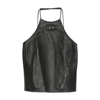 Diesel Sleeveless Tops, female, Black, Size: XS Top nero corto con logo