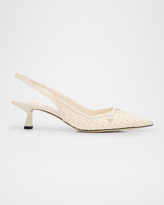 Jimmy Choo London Amita 45 Raffia Slingback Pumps