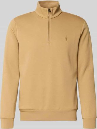 Polo Ralph Lauren Regular Fit Troyer aus Baumwoll-Mix in Camel, Gr&ouml;&szlig;e XXL