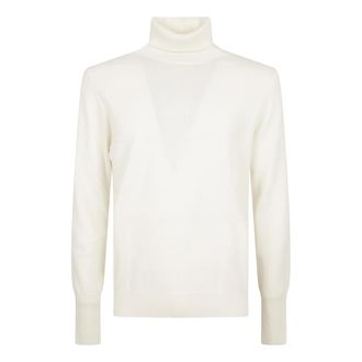Ballantyne Cashmere Knitwear, male, White, Size: XL T Neck Pullover