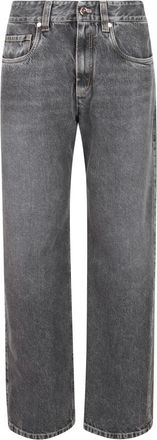 Brunello Cucinelli Rechte jeans - Dames - Jeans - Grijs - Maat: M Katoen
