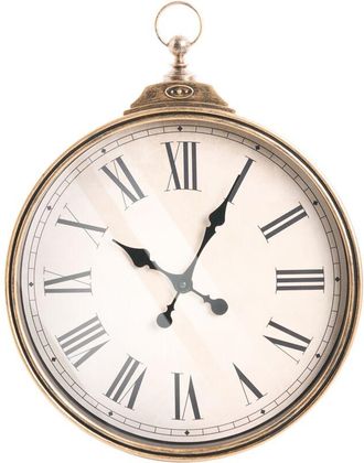 Beliani Reloj De Pared Cl&aacute;sico Con Marco Sint&eacute;tico 40 X 51 Cm Forma Redonda Accesorios Para El Hogar Dorado Gandia