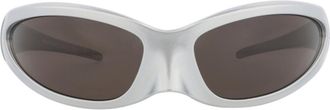 Balenciaga 80mm Wraparound Sunglasses in Silver Silver Grey at Nordstrom Rack