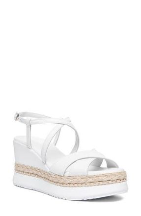 Nero Giardini Ankle Strap Platform Wedge Sandal in White at Nordstrom Rack, Size 10Us / 40Eu