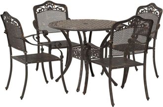 vidaXL Garden Dining Set 5 pcs Bronze 90 x 90 x 75 cm Cast Aluminium vidaXL
