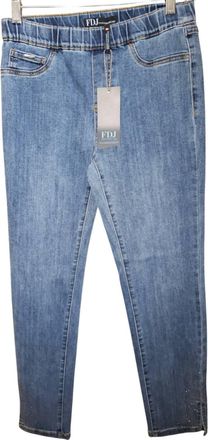 FDJ Womens Pull On Ankle Pants In Medium Wash