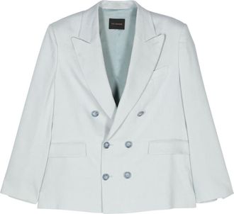 Andamane linen-blend double-breasted blazer - women - Viscose/Linen/Flax/Elastane/Acetate/Polyester - 38 - Blue