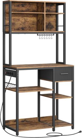 Vasagle Estanter&iacute;a de cocina de 40 x 80 x 180,4 cm de color marr&oacute;n y negro