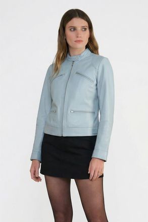 FURNIQ Blair Leather Jacket in Blue at Nordstrom, Size Xx-Large