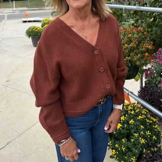 Sablyn Rae V-Neck Cardigan In Mahogany