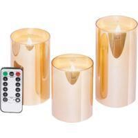 OEM Juego De 3 Velas Led Sin Llama, Velas Cil&iacute;ndricas A Pilas, Con Mando A Distancia Y Temporizador, Velas El&eacute;ctricas, 7,6 Cm De Di&aacute;metro, 10,2 Cm De Alto