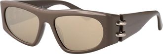 Alexander McQueen Unisex Sunglasses Am0471s Brown-Silver Brown-Brown-Silver Injected Brown/brown/silver