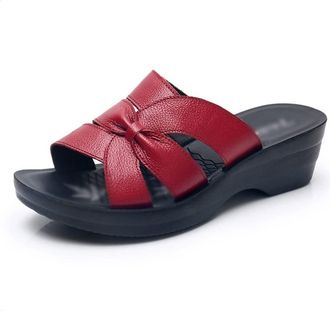 Generic Womens Slippers Summer leather women slippers outdoor wear wedges soft bottom non-slip seaside women sandals and slippers