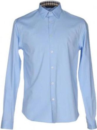 Aquascutum Voldoende stoffen riemen - Heren - Zakelijke Overhemden - Blauw - 4XL - Katoen - Overhemden