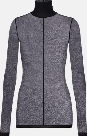 MUGLER Sheer jersey turtleneck top