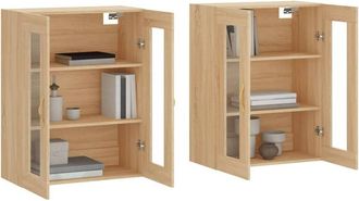 Berkfield Home Wall Mounted Cabinets 2 pcs Sonoma Oak Engineered Wood in Light Tan