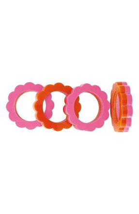 Mariposa Set of 4 Scallop Napkin Rings in Orange And Pink at Nordstrom