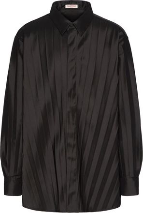 Valentino Garavani Black Pleated nylon shirt