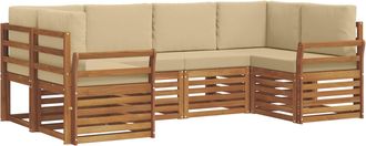 vidaXL Conjunto De Sof&aacute;s De Exterior 6 Uds. Natural Vidaxl