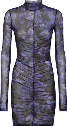 Philipp Plein Kleedjes, Dames, Veelkleurig, S, Polyester, Long-sleeve Mini Dress Flowers