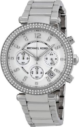 Michael Kors Parker Chronograph Silver Dial Ladies Watch MK5353