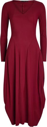 High Abito midi con scollo a V - Rosso