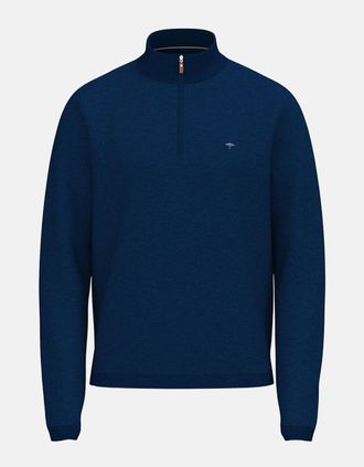 Fynch-Hatton Mens Fine Knit Air Cotton 1/4 Zip Sweater Midnight - Navy - Size: 46