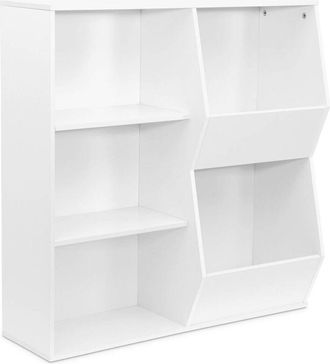 Sweeek Sweeek - Childrens storage unit, 3 shelves and 2 storage spaces, Tobias, White, 80x23.8x82.5 cm