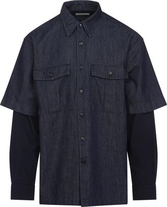 Dries Van Noten Mens Cassen Shirt - Dark Blue Cotton - Size Small