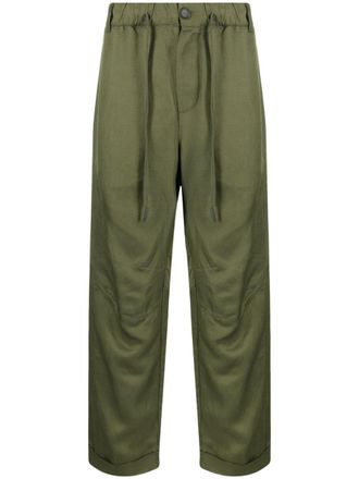 Andrea Ya'aqov cropped draped drawstring trousers - Green