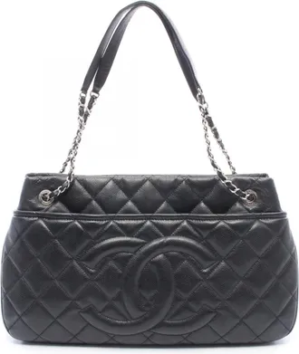 Chanel Black Grained Calfskin Handbag Tote Bag (Pre-Owned)