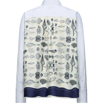 Câllas Milano Sirene Seashell Print Scarf-back Shirt in White at Nordstrom, Size 42 It