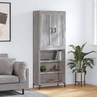 vidaXL Vidaxl - Aparador Alto Madera Contrachapada Gris Sonoma 69,5x34x180 Cm