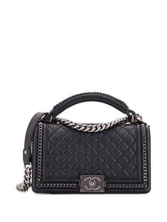 Chanel Chain Handle Boy Flap Bag Quilted Calfskin Old Medium shoulder bag - Nero