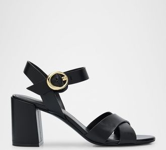 Stuart Weitzman Benni Leather Crisscross Ankle-Strap Sandals