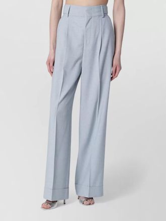 Alberta Ferretti wide leg trousers cuffed hem buttons