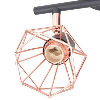 Berkfield Home Suitable Ceiling Lamp with 2 Spotlights E14 Black & Copper